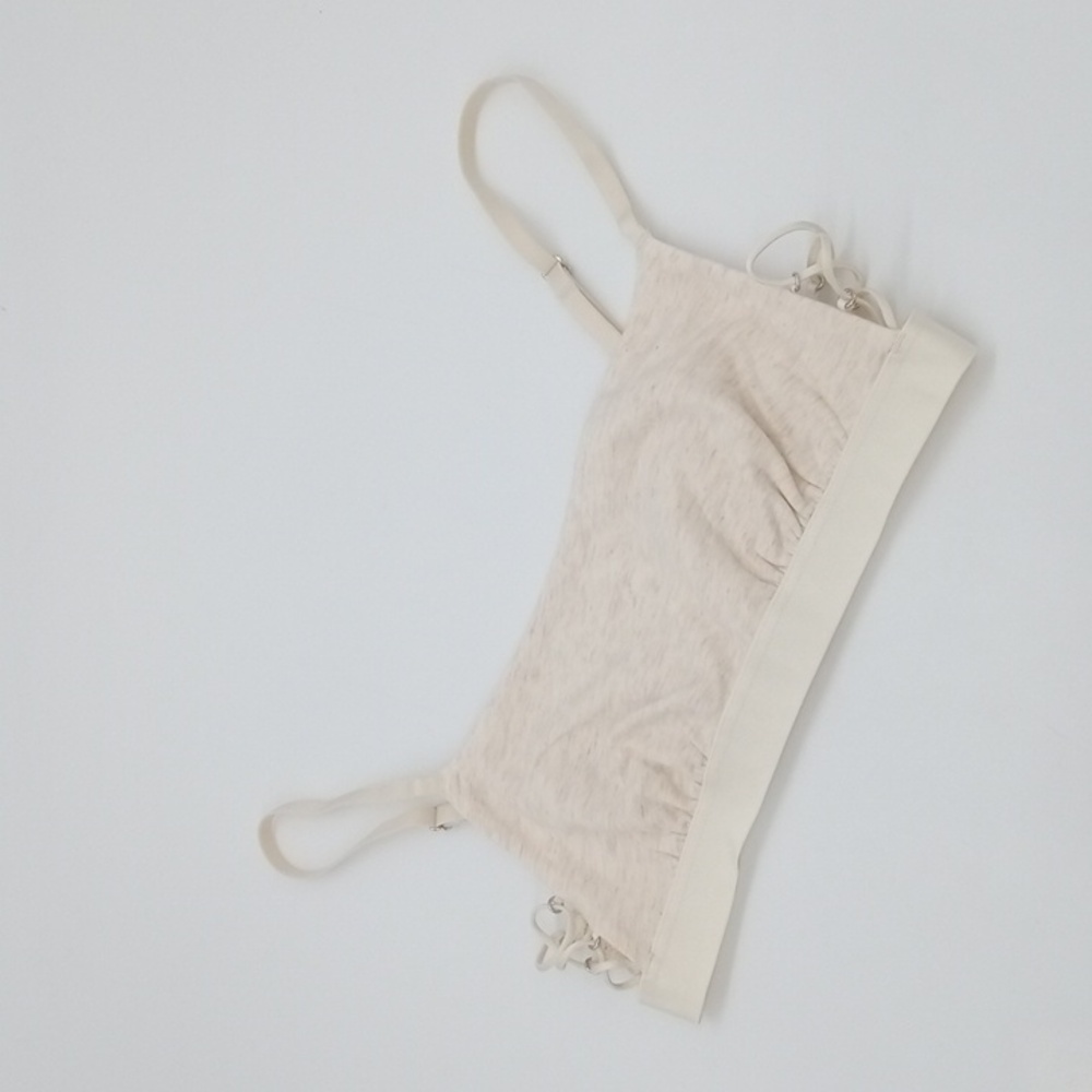 Aerie Square Neck Unlined Strappy Side Bralette Oatmeal Heather